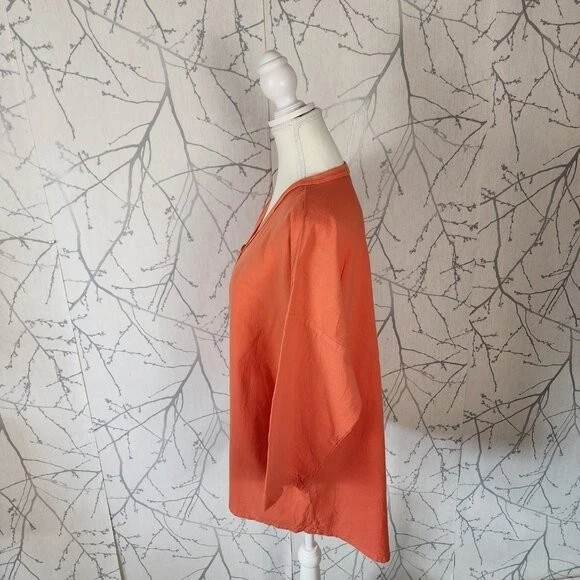 Blusa Ezze Wear Naranja Algodón Botón Frontal Cuello en V Calce Suelto | Para Mujer L Foto 2 de 4