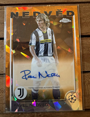 RARE BOOK END Topps Chrome Sapphire UEFA 24/25 Pavel Nedvěd Juventus Auto 25/25