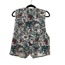Vintage Cotton Twill Tapestry Look Floral Print Vest Size Large Cottagecore