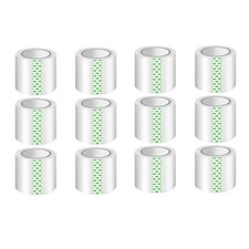 12 Rolls Clear Packing Tape Quiet 2x25 Yards Core Shipping Refill