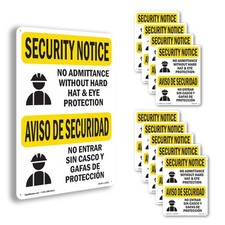 No Admittance Hard Hat Bilingual OSHA Security Notice Sign, Decal 5 or 10 Pack