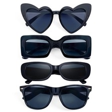 4 Mixed Black Style Sunglasses Retro Party Favors Bulk Classic Medium,