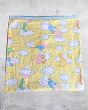 Vintage 1980s Care Bears Baby Blanket Yellow With Bears