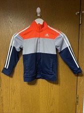 Adidas Boys Size 6 Orange, Blue and Gray Zip Up Athletic Sweatshirt.