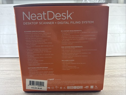 NEW Neat Desk ND-1000 Desktop Scanner & Digital Filing System Navy Blue Quick - Picture 3 of 4