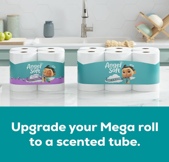 Angel Soft 4 Mega = 16 Regular Rolls | Soft, Absorbent Toilet Tissue