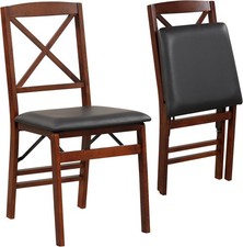 Folding Dining Chairs Set of 2, Foldable Wood Kitchen Chairs with Padded