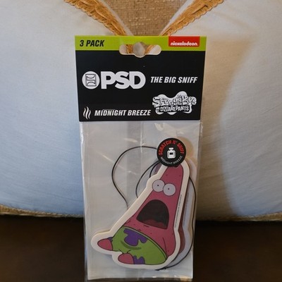 PSD The Big Sniff Patrick Star Midnight Breeze Hanging Car Air Freshener 3 Pack