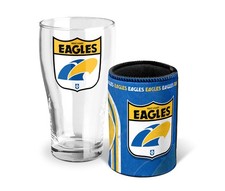 AFL West Coast Eagles Pint Glass and Can Cooler Gift Pack