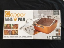 Copper Square 9.5" Casserole Pan 5 Pc Set New in Box