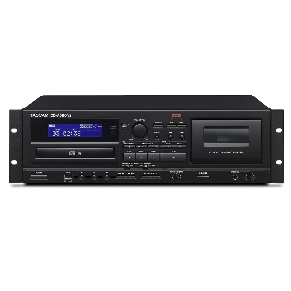 TASCAM CD-A580 v2 Professional Cassette Recorder CD Player USB Recorder Combo - Image 2 of 4