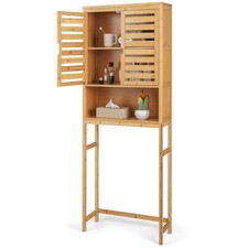 Bamboo Over The Toilet Storage Cabinet Bathroom Spacesaver w/ Adjustable Shelf