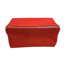 Carolina Herrera Red Makeup/Toiletry Gold Zipper Bag 8" X 4.5" Cosmetic New 