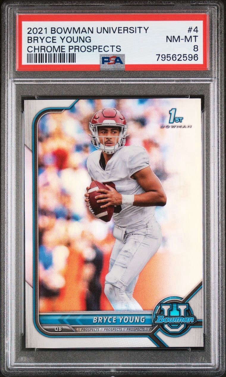 2021 Bowman University Bryce Young Chrome Prospects #4 PSA 8 NM-MT Rookie RC