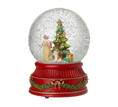 Himmel schickt Hunde um Weihnachtsbaum musikalische festliche Schneekugel Dekoration