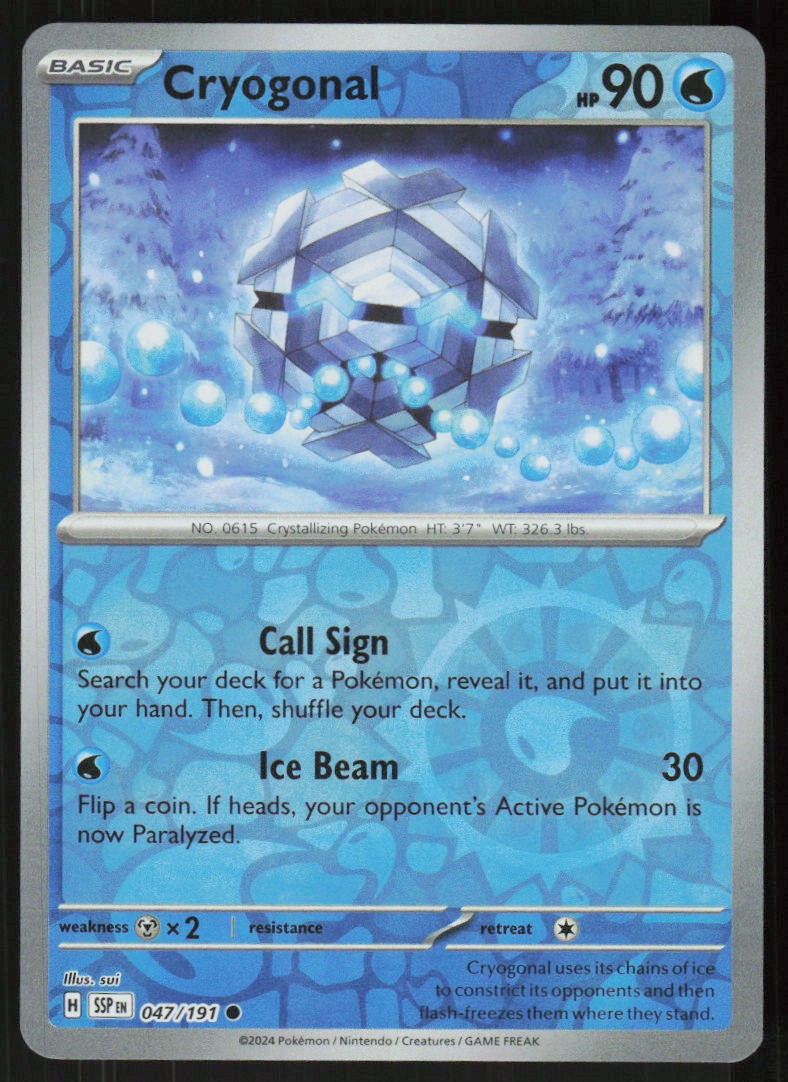 Cryogonal 047/191 Common Surging Sparks Pokemon Reverse Holo Near Mint