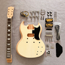 6-string SG Electric Guitar DIY Kit Flamed Maple Top Full Solid Body CR part 22F