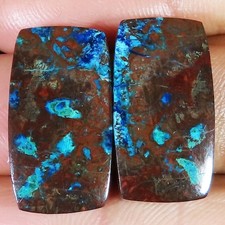 Natürlich Azurit Paar Kissen Cabochon Edelstein für Ohrringe 33.30 CT 12x23x3 MM
