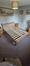 Wooden Double Bed - Antique Pine Colour - solid with all screws/bolts/dowels
