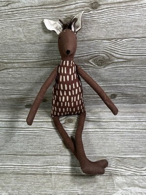 Basil Village 18  Milk Chocolate Brown Linen Deer Reindeer With Antlers