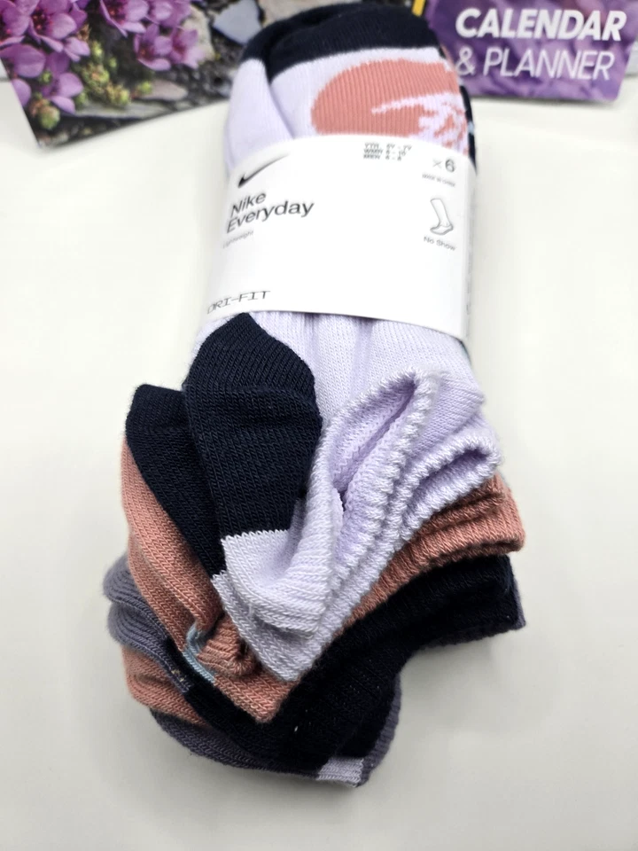 Nike Mujer Calcetines Diarios Ligeros No Show DRI FIT 6 Pack Multicolor M Foto 4 de 4