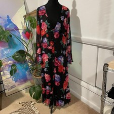 ASOS black floral maxi dress with long sleeves. Size 8