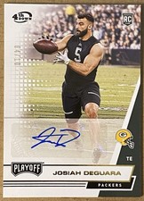 Josiah Deguara Rookie Auto /10! 2020 Panini Playoff 4th Down Green Packers RC