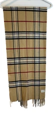 Lord & Taylor THE BLANKET WRAP Camel Tan Black Plaid Scarf Shawl Fringe 69x14