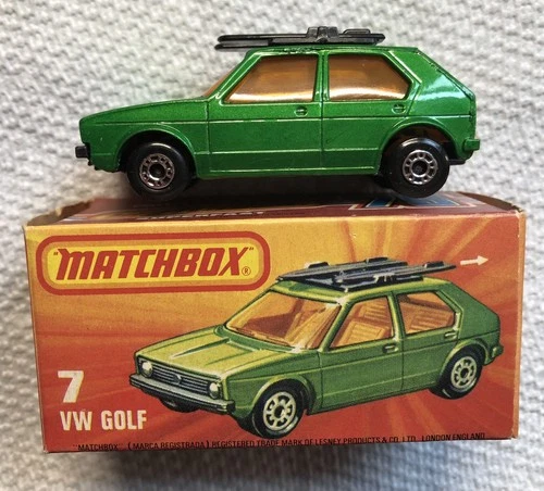 1976 Vintage Matchbox Lesney Superfast Volkswagen VW Golf Car #7 in original box