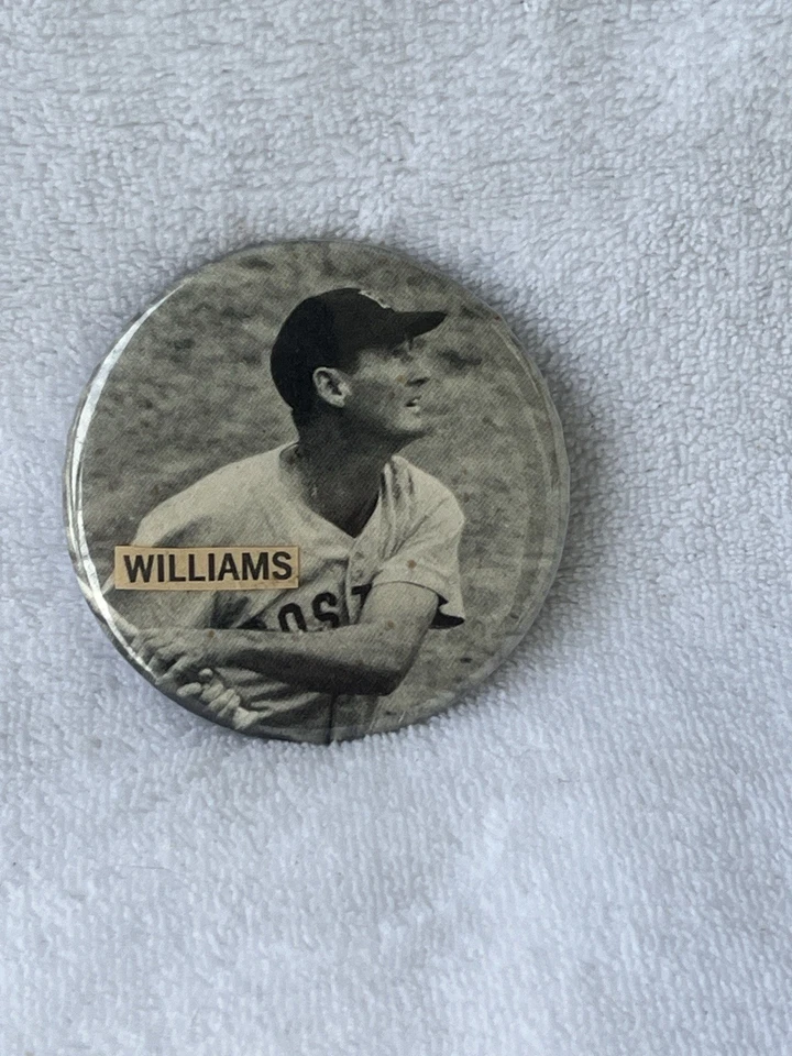 Prendedor de recuerdo de los Medias Rojas de Boston Ted Williams de béisbol de los años 50 Fenway Park botón de moneda Foto 3 de 3