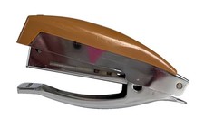 Vintage Bostitch Brown Chrome Compact Stapler 5 Works Good