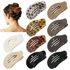 10 PCS Flat Hair Clips for Women - Large Matte 10 Count Pack of 1 , Leopard