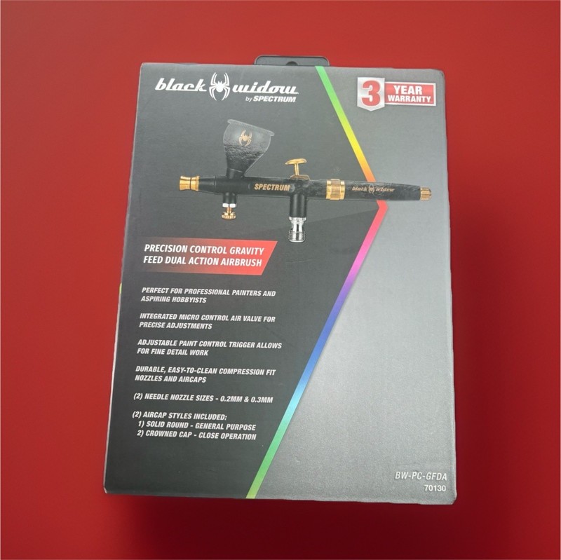 Black Widow by Spectrum Precision Gravity Feed Dual Action Airbrush for Paint
