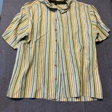 Tommy Bahama Men  s Shirt Size XL Multicolor Stripe Short Sleeve Button Up Silk