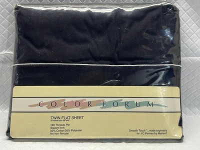 Vintage J.C.Penney Twin Flat Sheet Blue Color Forum Martex Smooth Touch
