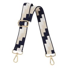 Purse Straps Replacement Crossbody with Light Gold Buckle, White-Black-Brown