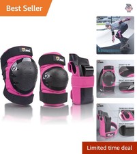 Pink Knee, Elbow Pads  Wrist Guards Set for Safe Inline Skating  Skateboarding