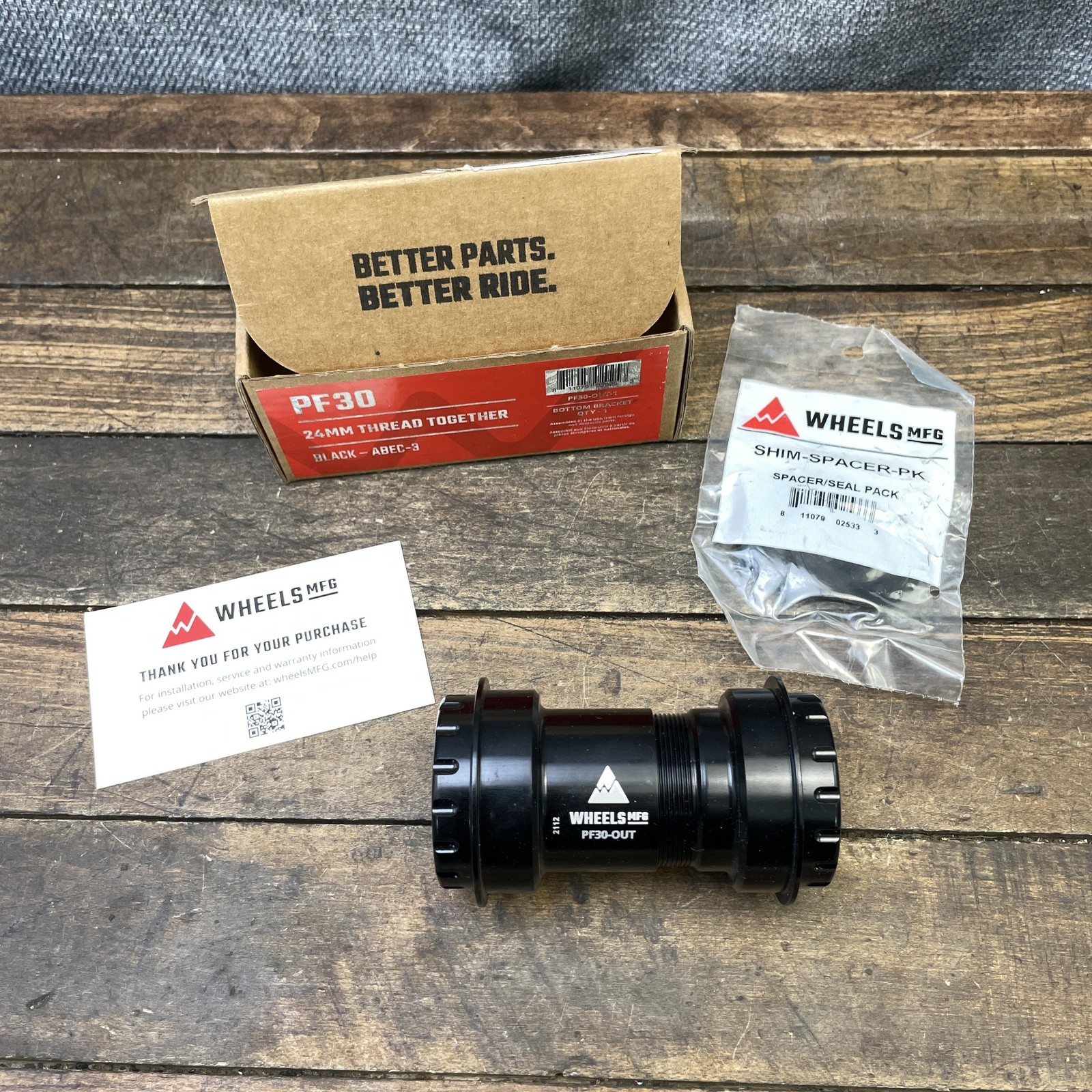 Wheels MFG PF30-OUT-1 Bottom Bracket PF30 24mm Thread Togeth