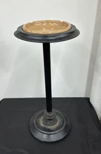 Antique Art Deco Standing Floor Ashtray Black Neutral Tones 25” Ceramic Tray