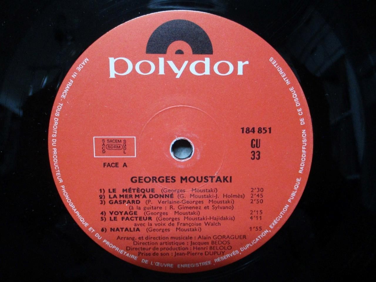 LP Georges Moustaki Same La mer m'a Donne Voyage Vinyl Polydor 184 350