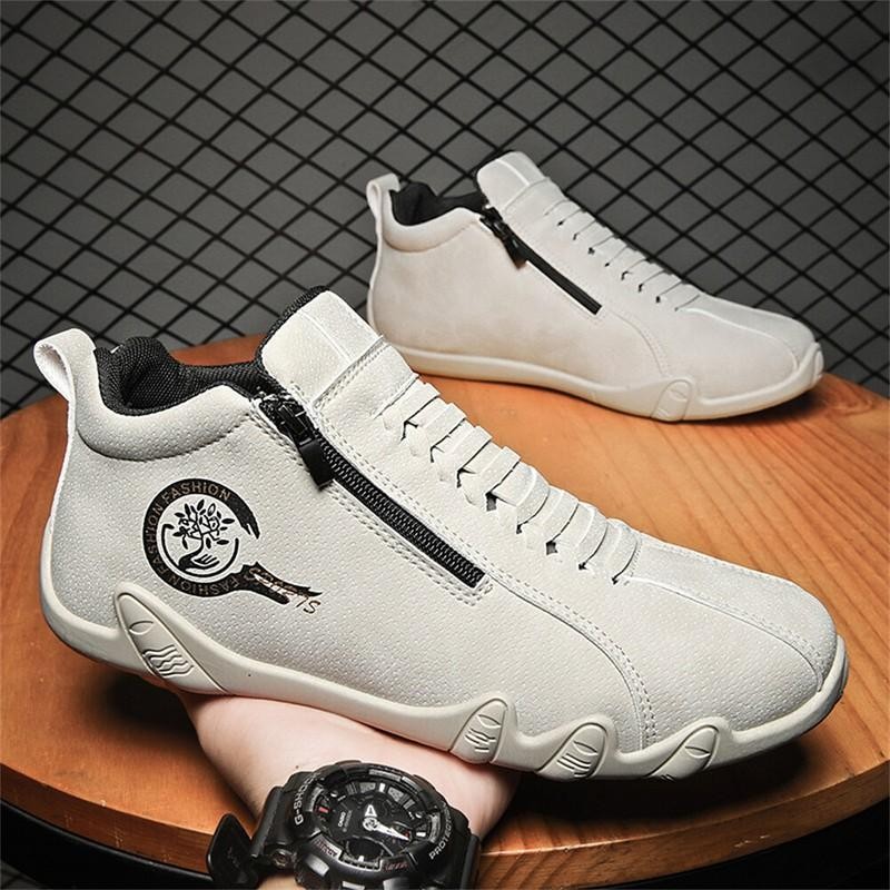 SAOLA Scarpe da uomo slip on casual con zip sneakers alte traspiranti passeggio guida