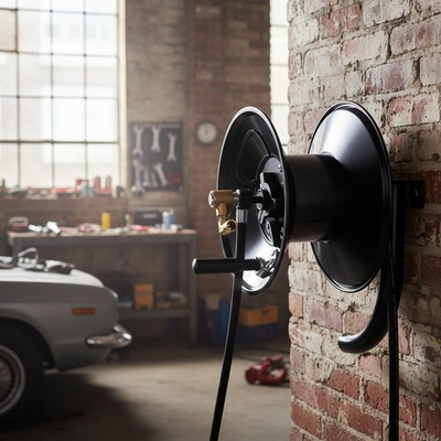 #ad Versatile 100 FT Pressure Washer Hose Reel with Corrosion Resistant Steel Frame $176.22