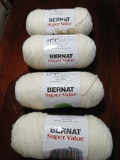 Bernat Super Value Yarn Lot 4 Skeins 7oz ea 100 Acrylic Worsted 4 NATURAL COLOR