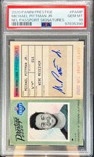 2020 Panini Prestige #PA-MP MICHAEL PITTMAN JR. NFL Passport Signatures PSA 10