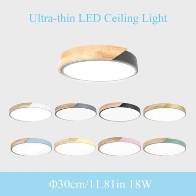LED-Deckenleuchte rund Holz Design energieeffizient Schlafzimmer Wohnzimmer
