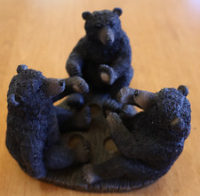Rustic Resin Black Bear Cubs Triple Toothbrush Holder Cabin Decor