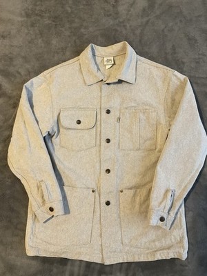 Railcar Fine Goods Chore Coat Men s Size Large Denim Jacket Oatmeal USA Made