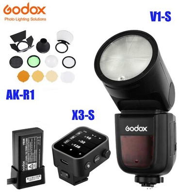 Godox V1-S 2.4G TTL Camera Flash Speedlite X3-S Trigger AK-R1 Barndoor For Sony