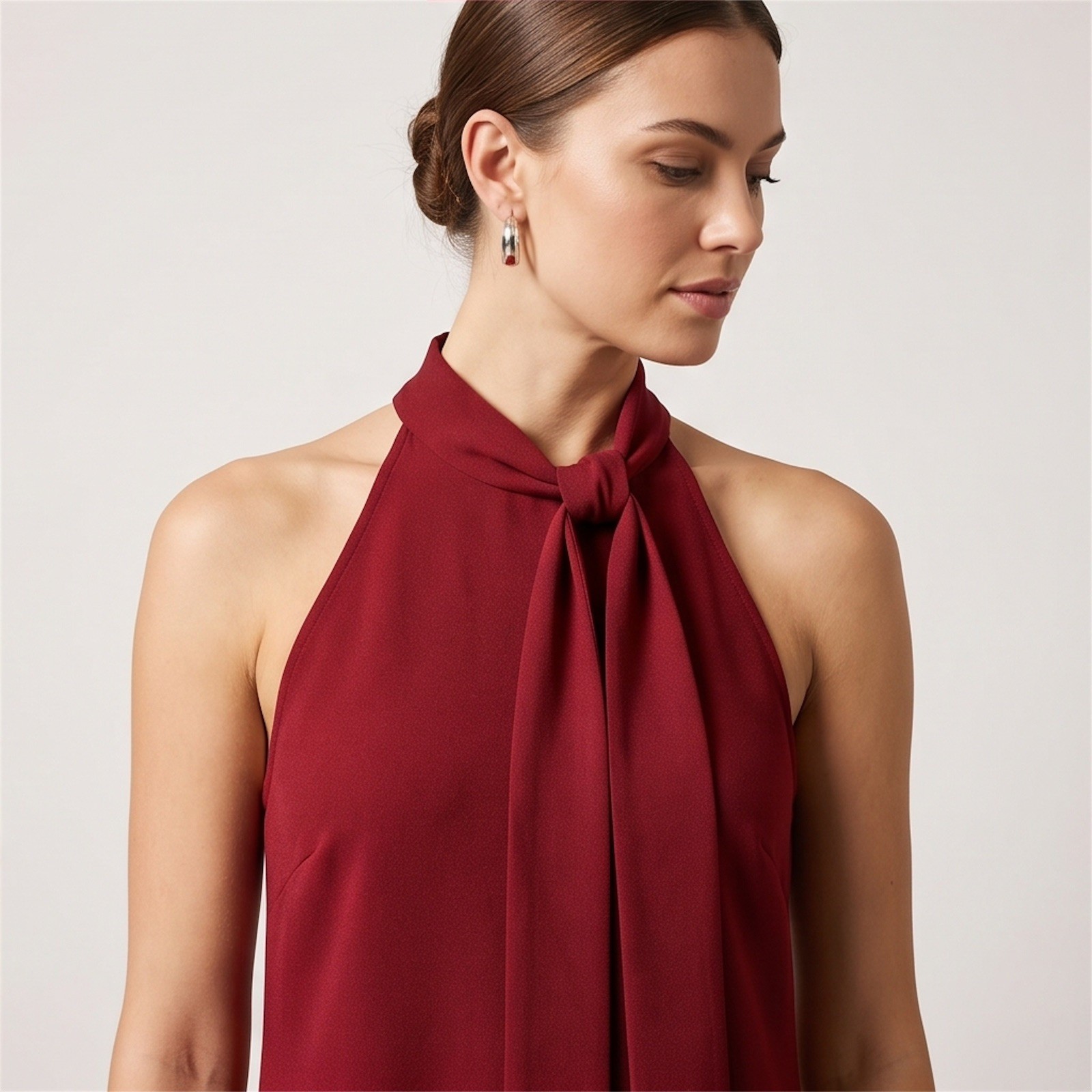 Vince Camuto Halter Tie Neck Shift Dress Burgundy Wine Size 10 BNWT image 5