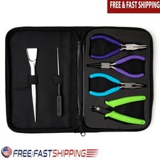 Jewelry Making Tool Set 6 Piece Plier Wire Cutter Bead Scoop Reamer Storage Case